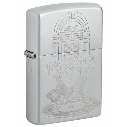 Зажигалка кремниевая Vintage Dance с покрытием Satin Chrome, серебристая, Zippo, 48728 зажигалка zippo classic с покрытием satin chrome латунь сталь серебристая матовая 38x13x57 мм