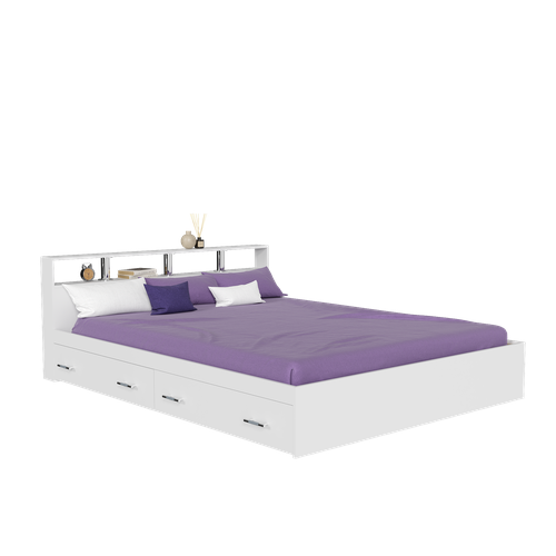 Кровать с ящиками Арина двуспальная 160х200 см, цвет белый