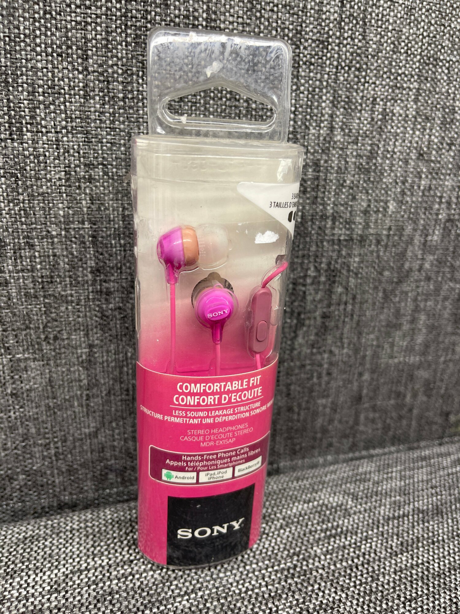 Наушники Sony MDR-EX15AP, розовые с микрофоном mini jack 3.5 mm