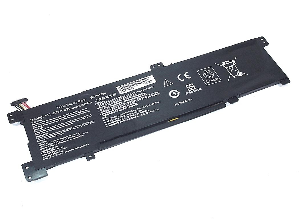 Аккумулятор для ноутбука Asus K401L (B31N1424-3S1P) 11.4V 48Wh OEM черная