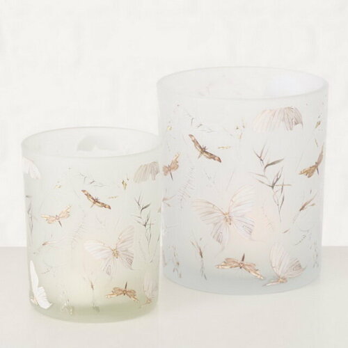 Boltze Набор стеклянных подсвечников Бабочки Контульме 8-10 см белый, 2 шт 2031387