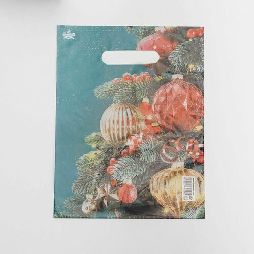 Пакет Новогодний полиэтиленовый с вырубной ручкой 30х23 см 30 мкм 894₽