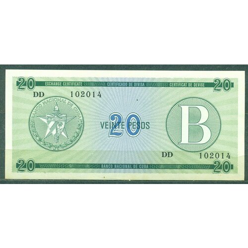 куба 20 песо 1985 г валютный сертификат серия с unc узкая с Купюра (бона) Куба 1958г. VEINTE PESO - сертификат B UNC