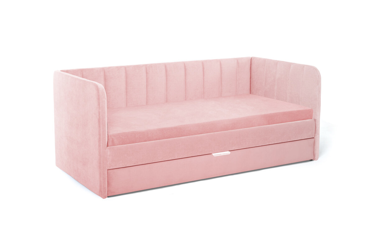 Futuka Kids кровать Crecker Newtone с ящиком для белья (дополнительным спальным местом), цвет розовый 013, 200x90 см.