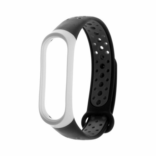 Ремешок для фитнес-браслета Mi Band 3/4 LuazON, с перфорацией, черно-белый (комплект из 9 шт)