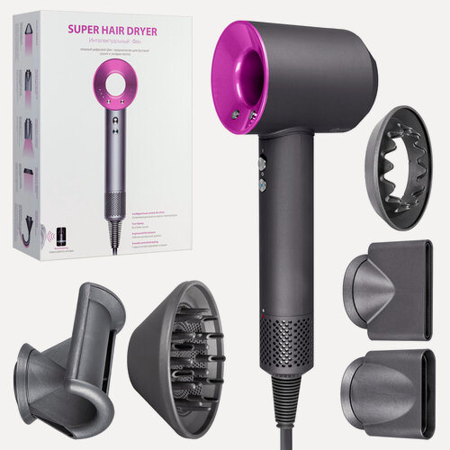 Изображение товара Фен для волос Super Hair Dryer профессиональный / Стайлер для укладки / Набор для укладки волос, 5 насадок