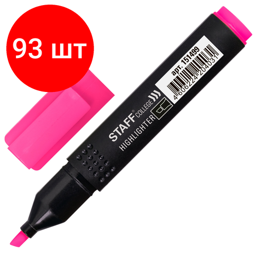 Комплект 93 шт, Текстовыделитель STAFF College STICK, розовый, 1-4 мм, 151499
