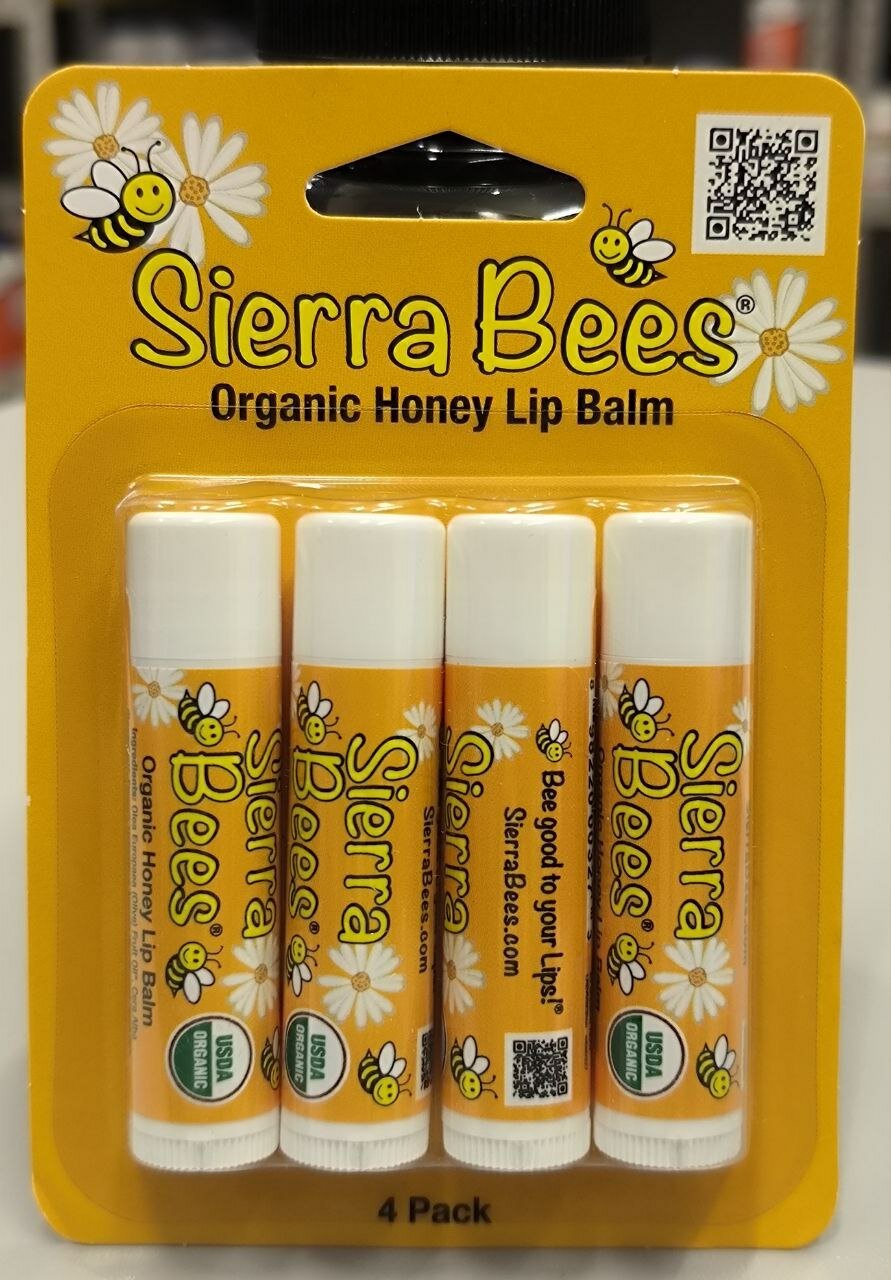 Sierra Bees, Органические бальзамы для губ, мед, 4 шт, 4,25 г каждый