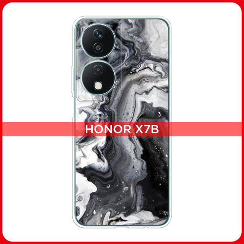 Силиконовый чехол на Honor X7B / Хонор X7B Бело-черные сложные полосы силиконовый чехол на honor 9x хонор 9x бело черные сложные полосы