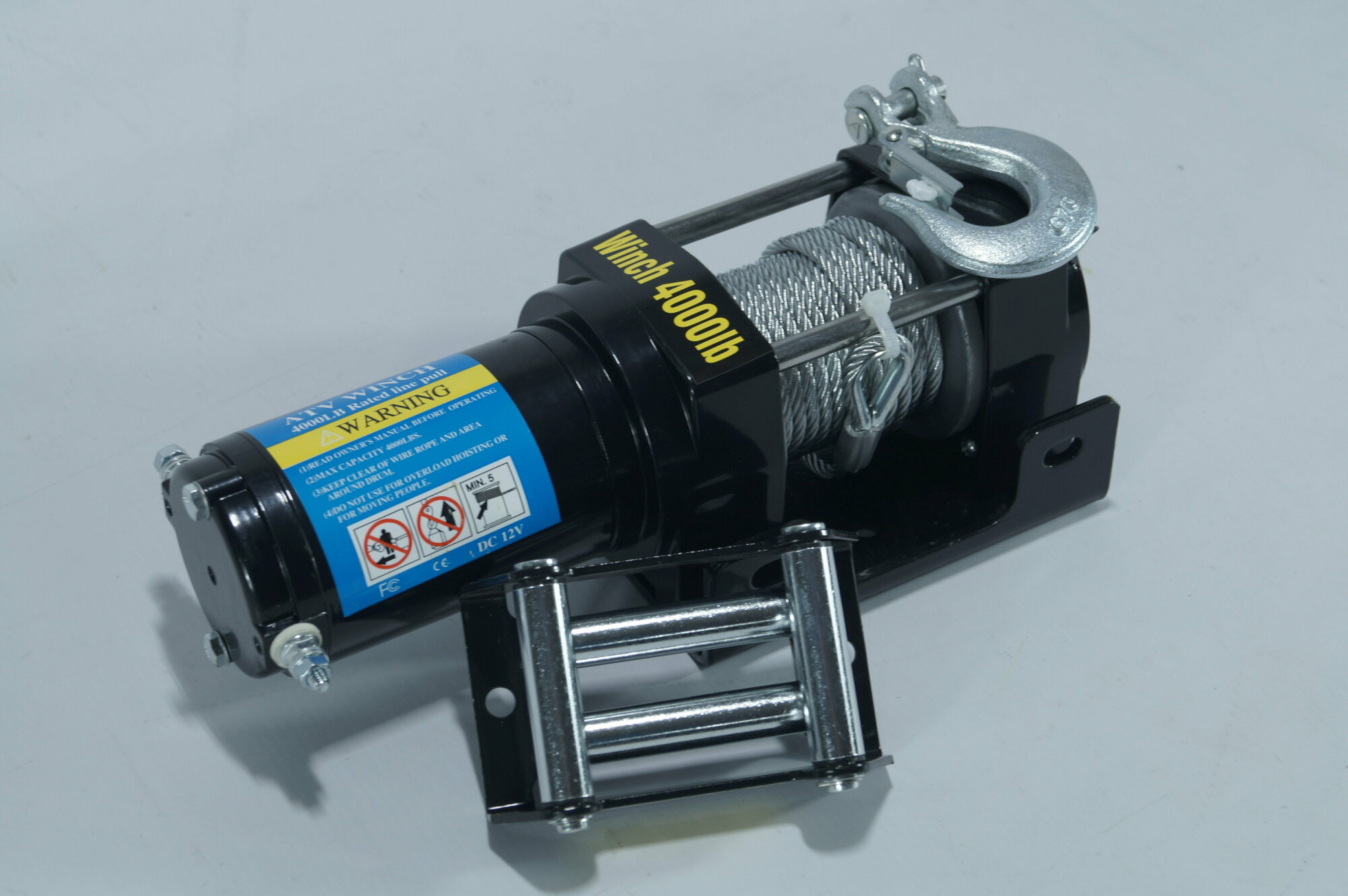 Лебедка автомобильная электрическая 4000lbs / 12V Electric Winch / предельная нагрузка 1814 кг / стальной трос / ATV / лебёдка для квадроциклов / снегоход / мототехника / трос 10 м — фото 2