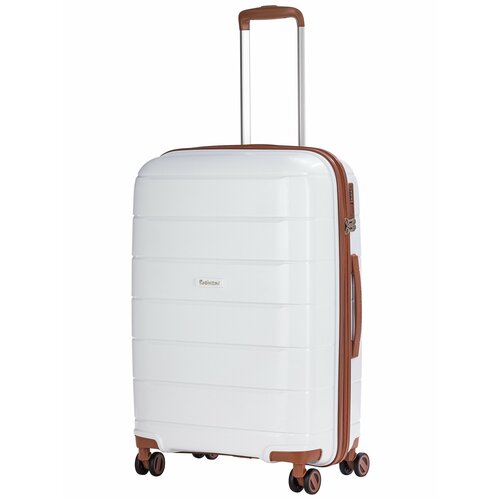 Чемодан Robinzon Malta, 65 л, размер M, коричневый, белый чемодан robinzon malta 98 л размер l серый