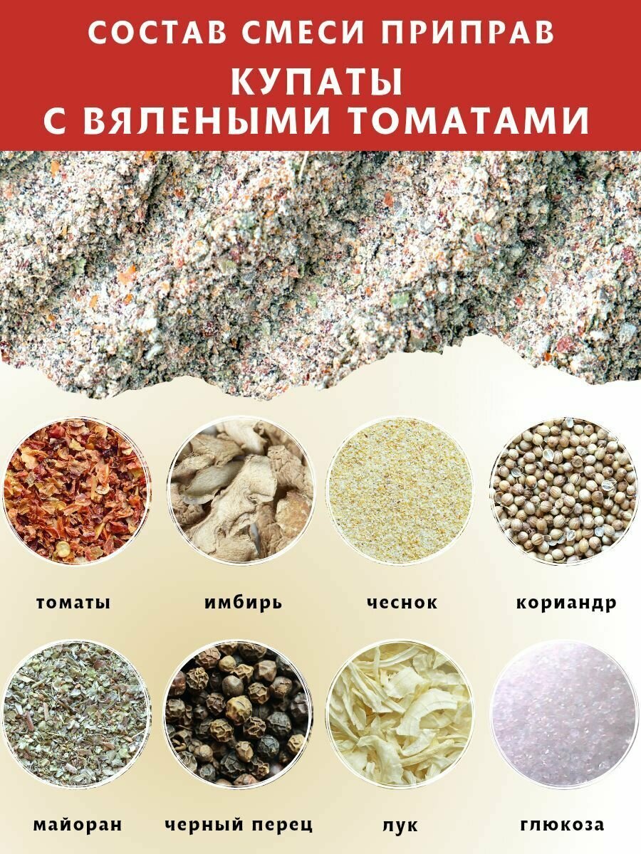 Смесь приправ для Купат с вялеными томатами, 100 гр, 2 шт. ЕМКОЛБАСКИ — фото 1