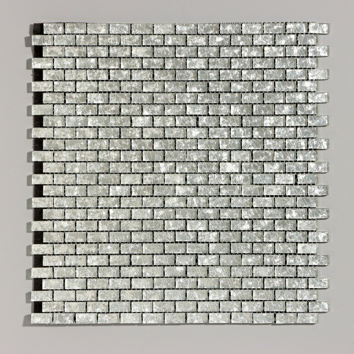 фото Панель самоклеящаяся 28*28см мозайка кирпич, серебристый 9933227
