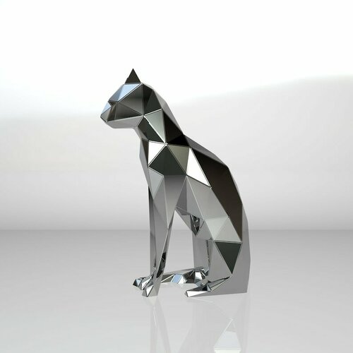 Полигональная фигура Кота, геометрический полигональный металлический декор интерьера