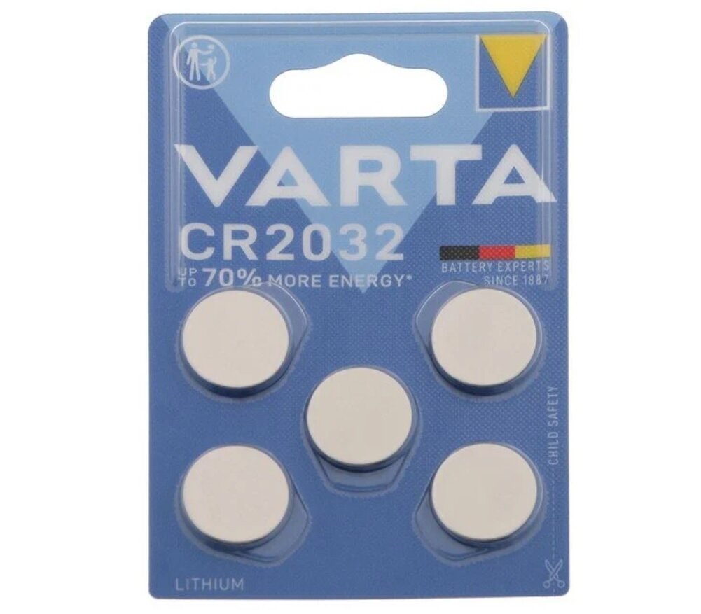 Батарейка VARTA CR2032, в упаковке: 5 шт.