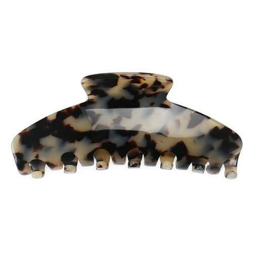 Заколка краб для волос женский бежевый леопардовый большой 11 см