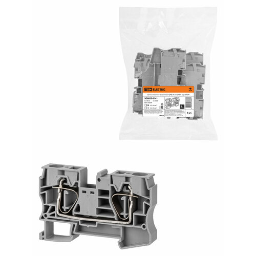 Зажим клеммный безвинтовой (ЗКБ) 16мм2 100А серый, TDM SQ0822-0141 (5 шт.)