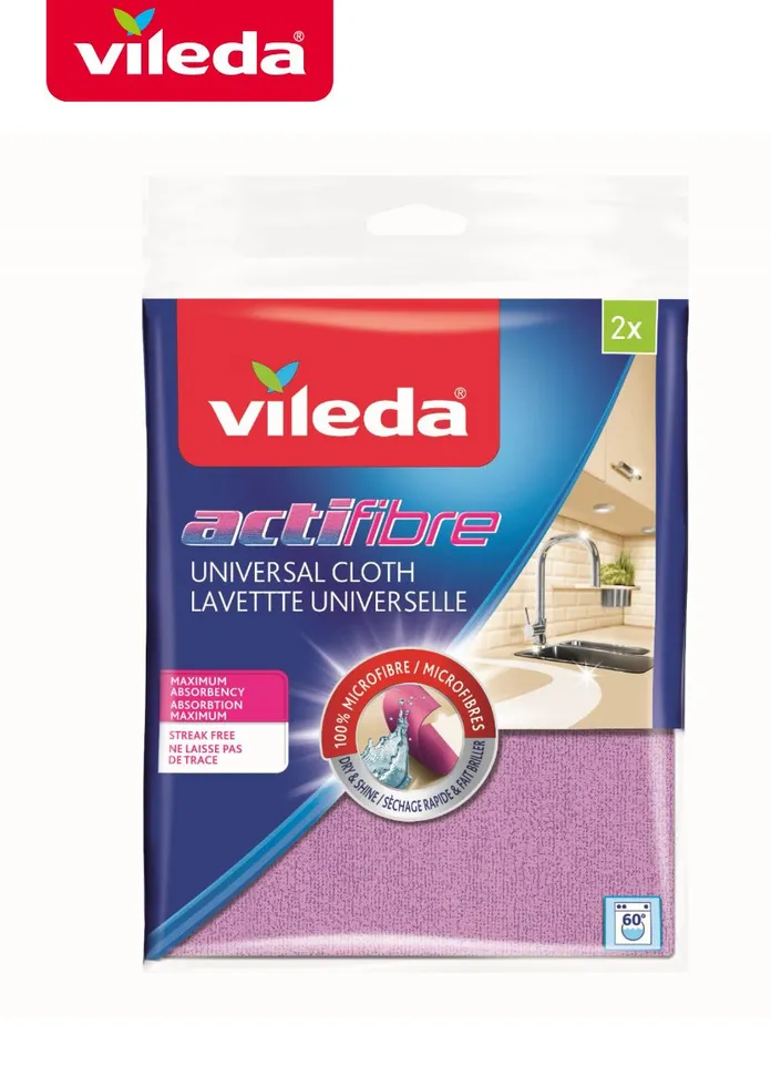 Салфетка Vileda Actifibre для окон и хромированных поверхностей 2шт.