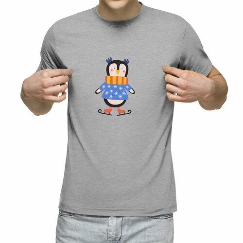 мужская футболка пингвин барабанщик s синий Футболка Us Basic, размер L, серый