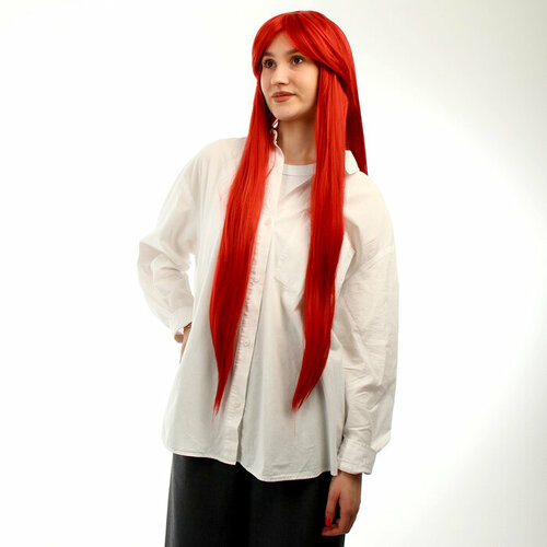 парик карнавальный длинный черно белый прямой Карнавальный парик «Аниме» цвет красный, длинный