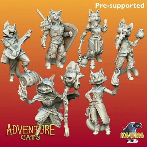 Коты табакси Днд 35 мм набор 6 миниатюр