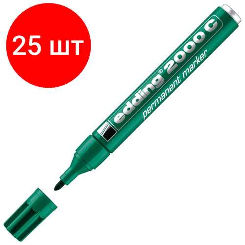 Комплект 25 штук, Маркер перманентный EDDING 2000C/4 зеленый 1.5-3мм металл. корп edding маркер перманентный 2000c голубой