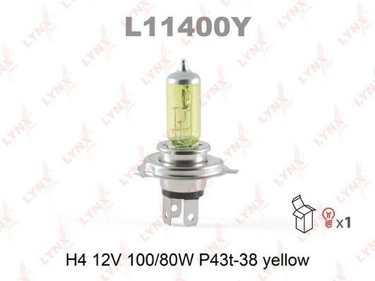 Лампа галогеновая H4 12V 100/80W P43T-38 YELLOW L11400Y 1шт