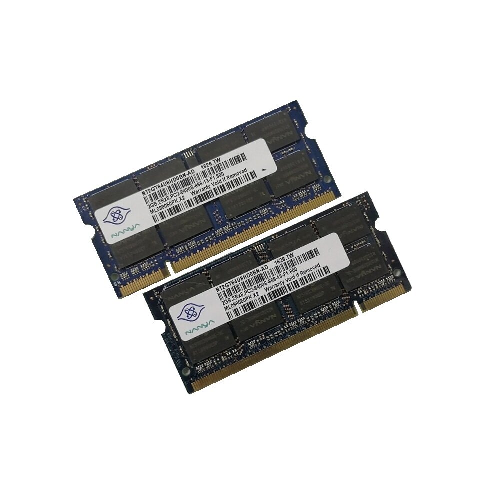 ОЗУ So-Dimm 4Gb PC2-6400, DDR2-800 Nanya NT2GT64U8HD0BN-AD (Kit 2x2Gb)