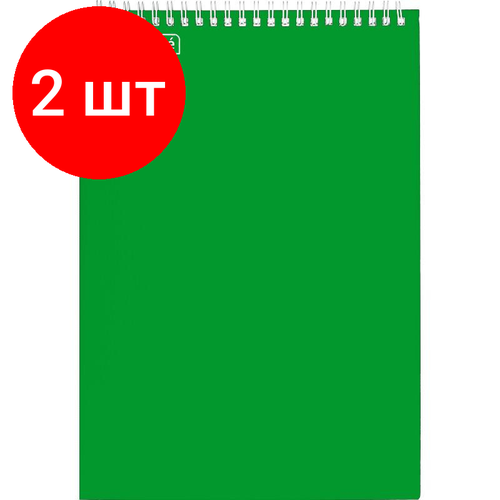 Комплект 2 штук, Блокнот на спирали А4 60л. ATTACHE, т.-зеленый, блок 60г, обложка 215г блокнот на спирали а5 60л attache т зеленый блок 60г обложка 215г 2 шт