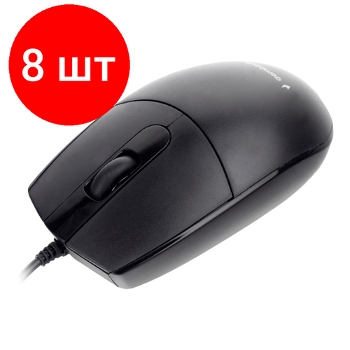 Комплект 8 штук, Мышь компьютерная Gembird MOP-420, USB, черный, 1000 DPI, кабель 1.8м