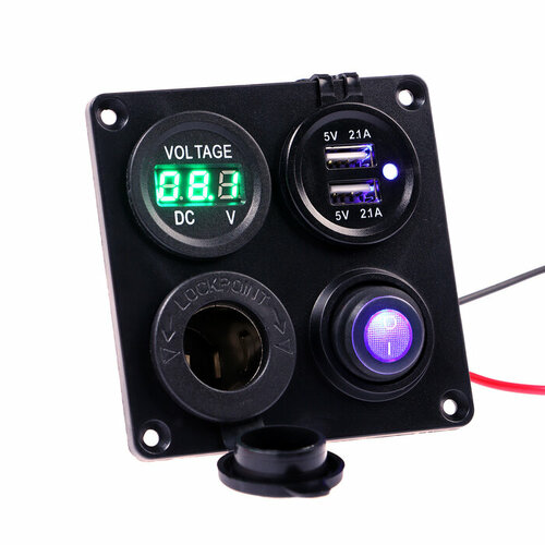 Разветвитель вольтметр прикуриватель 2 USB 21А 5В 2222₽
