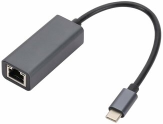 Переходник Bion USB C - RJ45, 1000мб/с, алюминиевый корпус, 15 см, черный (BXP-A-USBC-LAN-ALB)