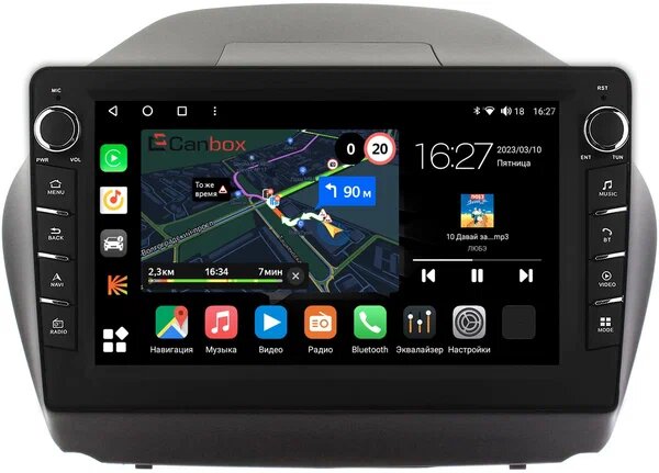 Штатная магнитола Canbox M-Line 7835-1042 для Hyundai ix35, Tucson 2 (2009-2015) на Android 10 (4G-SIM, 2/32, DSP, QLed) С крутилками (для авто с камерой)