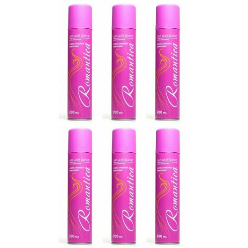 Romantica Лак для волос очень сильной фиксации с В-каротином, розовый, 200 мл, 6 шт