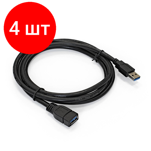 Комплект 4 штук, Удлинитель USB 3.0 ExeGate EX-CC-USB3-AMAF-1.8 (Am/Af, 1.8м) кабель удлинительный usb 3 0 a m a f 1 8м exegate ex cc usb3 amaf 1 8 ex284932rus