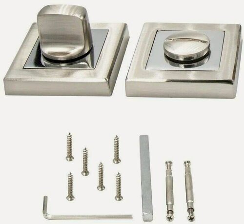 Изображение товара Поворотник фиксатор сантехнический для межкомнатных дверей на квадратном основании Loid SN/CP серебристый, матовый хром, никель/хром