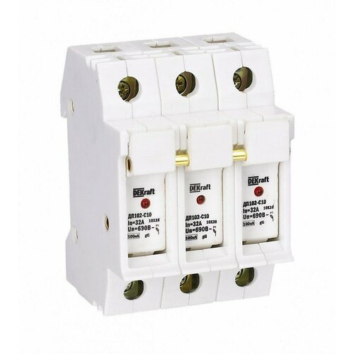 Dekraft Держатель предохр типа C10 со светодиодной индикацией срабатывания 21385DEK 20 шт 15520₽