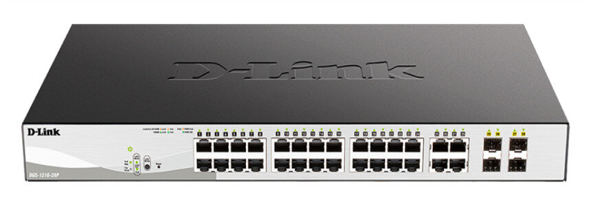 D-Link PROJ Smart L2 Switch 24х1000Base-T PoE, 4хCombo 1000Base-T/SFP, PoE Budget 193W, Compact CLI