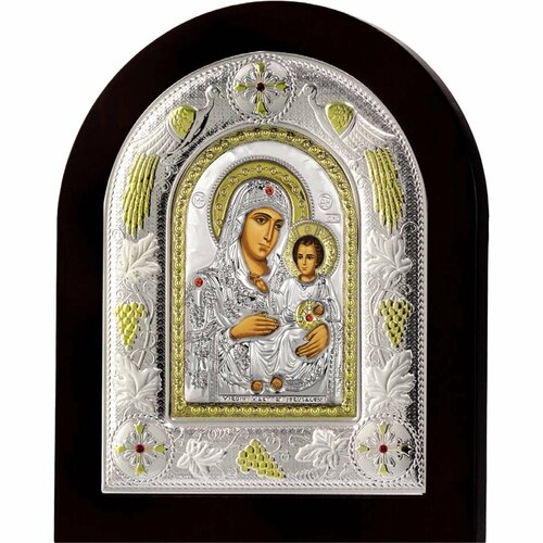 Иерусалимская икона Божией Матери серебряная. иерусалимская икона божией матери широкая рамка 14 5 16 5 см