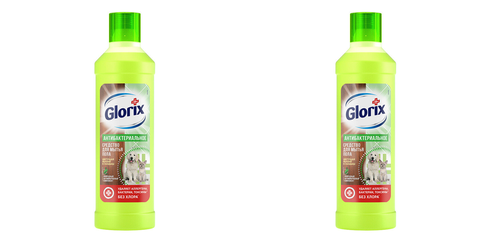 Средство для мытья пола Glorix цветущая яблоня и ландыш 1000 мл 2 шт