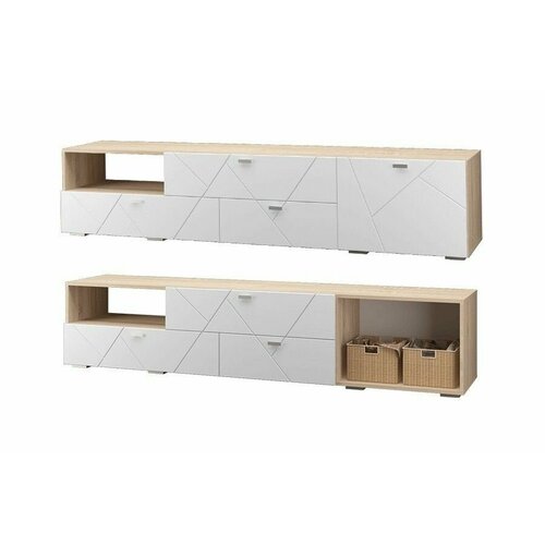 Тумба под ТВ MLK Скайлайн с 3 ящ и 1 дв Дуб сономаБелый 15891₽