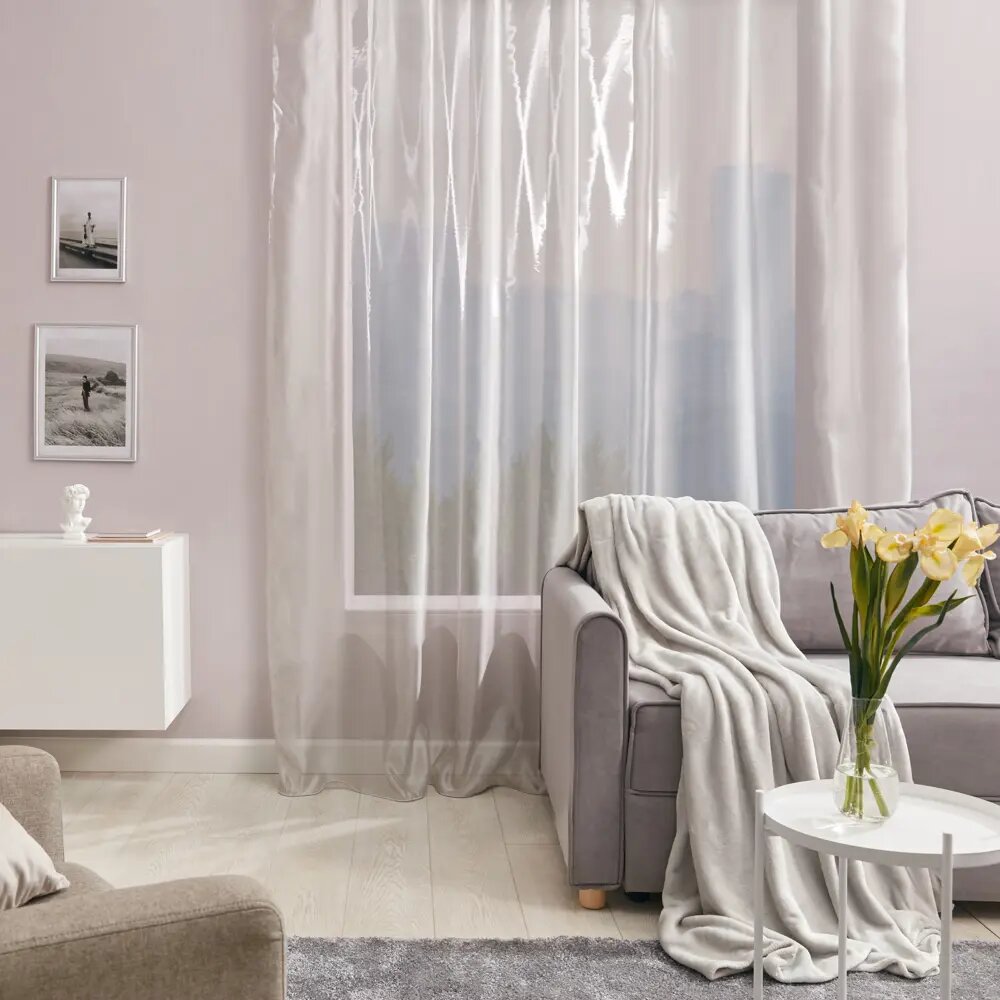 Тюль на ленте 300x280 см цвет серебро