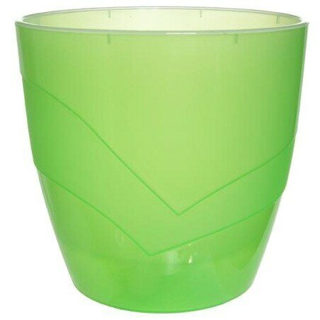 Кашпо для цветов пластиковое 1,2л d-13см «Грация» со вставкой прозрачно-зеленый