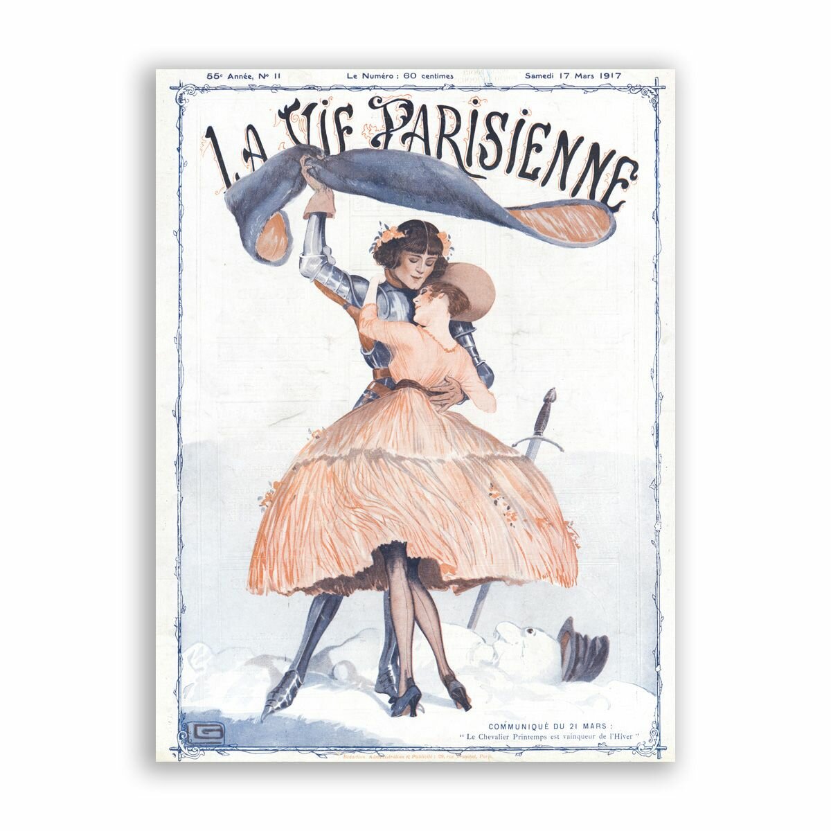 Постер на бумаге в стиле Пин-ап / La Vie Parisienne - Communique du 21 Mars / Размер 30 x 40 см