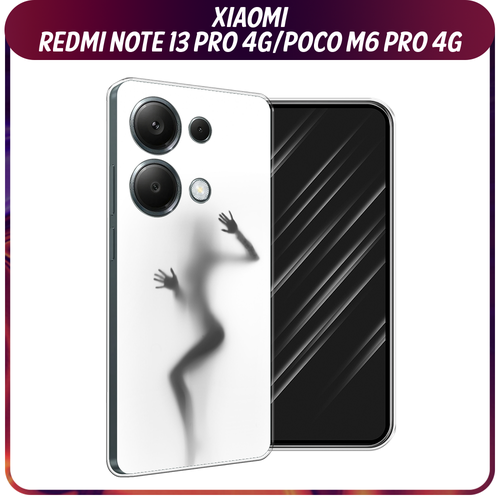 Силиконовый чехол на Xiaomi Redmi Note 13 Pro 4G/Poco M6 Pro 4G / Сяоми Редми Нот 13 Про 4G/Поко М6 Про 4G Девушка в душе чехол кожаный xiaomi redmi note 13 pro 4g poco m6 pro 4g чехол на редми ноте 13 про поко м6 про с защитой камеры геометрия зеленый