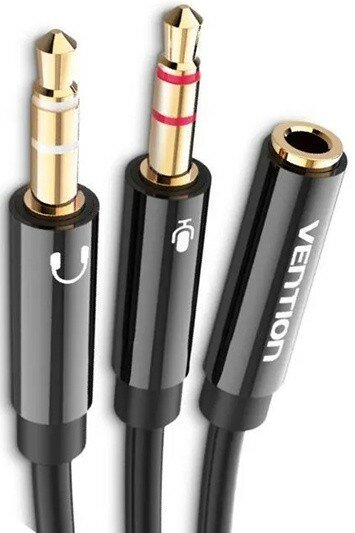 Переходник-разветвитель Vention гибкий Jack 3.5 mm F 4 pin/Jack 3.5 mm M x 2 (OMTP-CTIA) - 0.3м Переходник-разветвитель Vention гибкий Jack 3.5 mm F 4 pin (BHDBY)