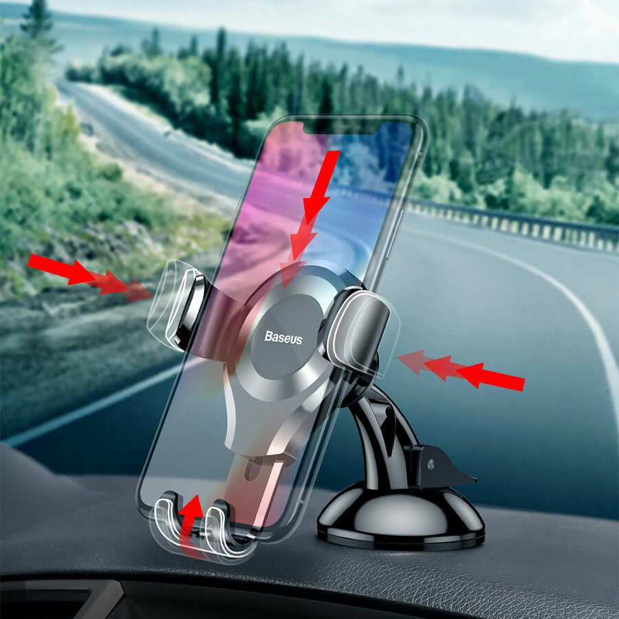 Держатель автомобильный Baseus Osculum Type Gravity Car Mount Black-Silver SUYL-XP0S - фото №6