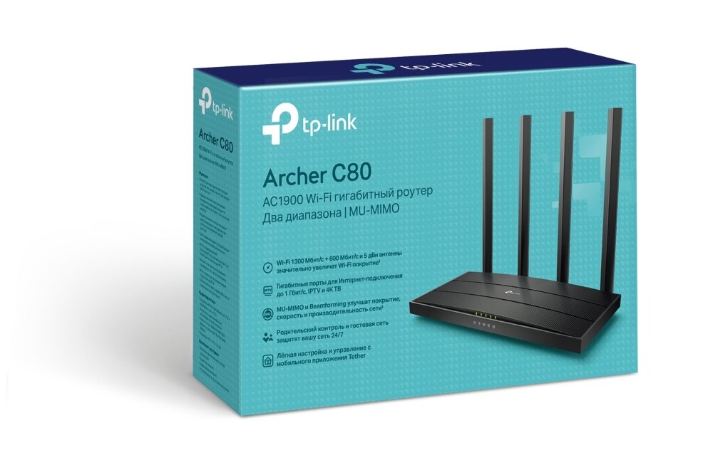 Wi-Fi роутер TP-Link Archer C80, черный — фото 1