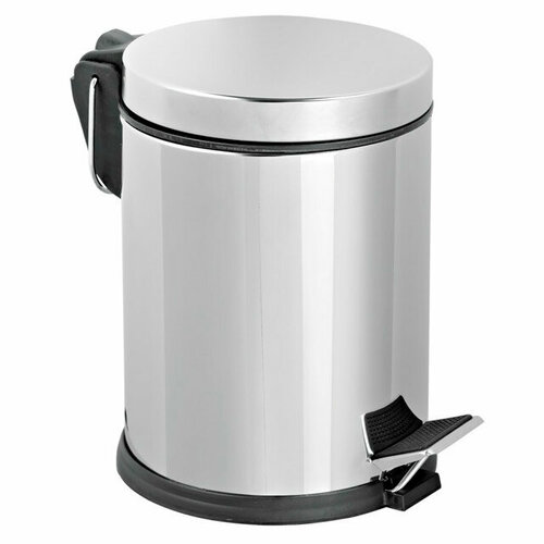 Контейнер для мусора prima nova efor 12л круглый с педалью нерж сталь пластик хром глянцевый 9568₽