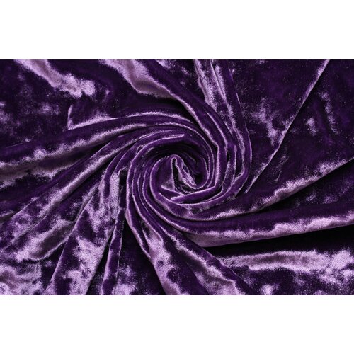 Ткань Бархат би-стейч креш тёмно-фиолетовый, ш148см, 0,5 м